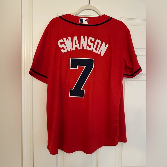 NWT GENUINE MERCHANDISE MLB NIKE ATLANTA BRAVES DANSBY SWANSON BASEBALL JERSEY - Picture 2 of 7